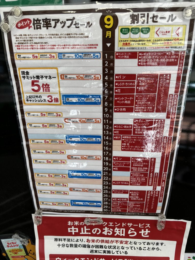 サミット菊名店割引セールカレンダー